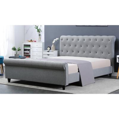 China Minimalist Modern Bedroom Furniture Upholstered Bed Set Wooden Bed Queen Sleeping King Bed for sale