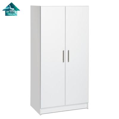 China PB (Others) Cheap White Wooden MDF Two Door Bedroom Melamine Wardrobe Furniture Adjustable Without Base Drawers for sale