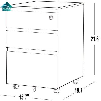 China (Other) 3 Drawer Metal Adjustable Mobile Morden Style Organized Filing Cabinet Compact Storage With Lock for sale