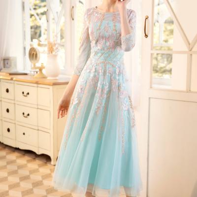 China 2021 autumn new dress women's anti-static dress waist slimming banquet host long dress for sale