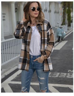 China Winter Plaid Women Casual Shirt Coat Oversized Blouses Coat Slim Jackets Coat for sale