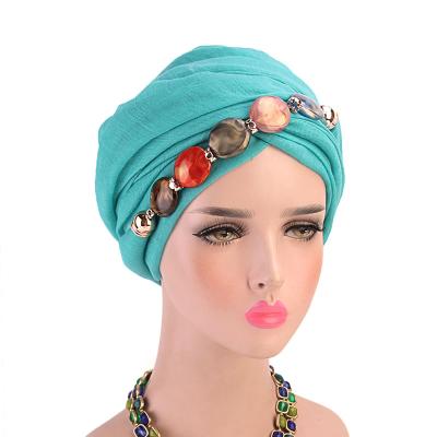 China Fashion New Fashion Onyx Diamond Embellish Collar Scarf Balinese Gauze Wrap Headscarf For Muslim Women for sale