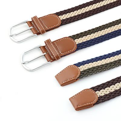 China Cssual Canvas Cssual All-match Leather Belt Pants Casual Female Elastic Waistband Braided Needle Elastic Buckle Female Elastic Waistband for sale