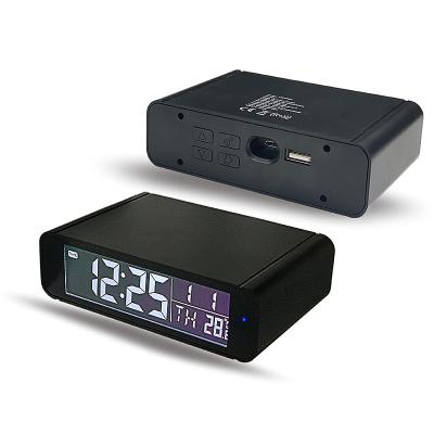 China 2021 antique style 2 in one desktop charger wireless alarm clock for sale