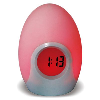 China LUMINOVA Funny Kids Egg Shape Desktop RGB Led Night Light Alarm Clock for sale