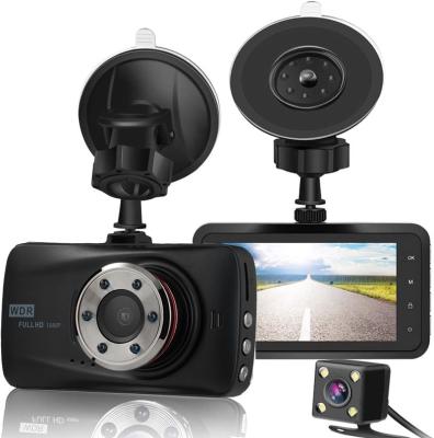 China Waterproof 3 inch 170 degree wide angle front dual and rear full hd 1080p car dvr dash panel camera recorder dash cam for sale