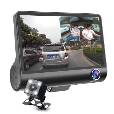 China Waterproof 4.0 Inch IPS Screen Car Black Box Lens VCR Car DVR Car Camera Triple Dash Cam With Rearview Camera for sale