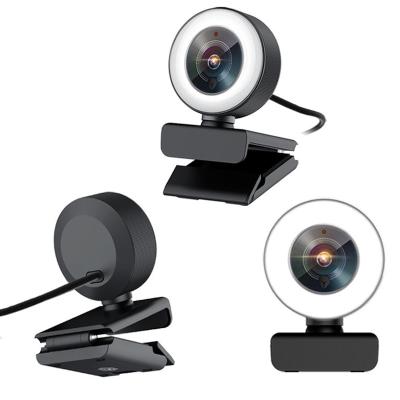 China Hot Selling 1080p 30 FPS Ring Light Laptop Streaming Webcam With Adjustable Brightness PC Camera for sale