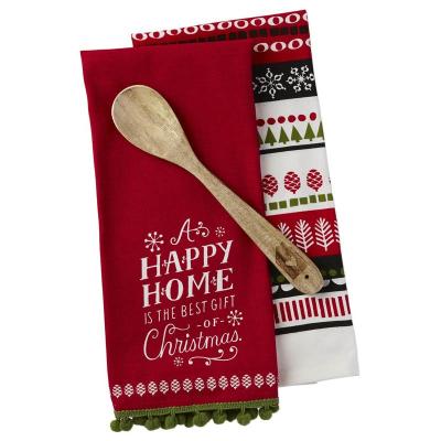 China Wholesale Custom Christmas QUICK DRY Cotton Canvas Printed Tea Towel for sale