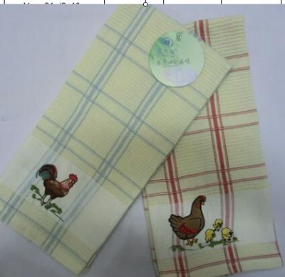 China Roosters and Chicken Tea Towel Set QUICK DRY Embroidery Tea Towel Set for sale