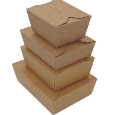 China High Quality Recycled Materials Custom Logo Food Packing Box Brown Paper Lunch Box Take Out For Salad for sale