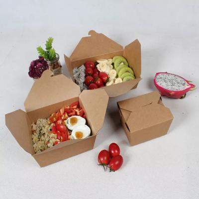 China Recycled Materials Hot Selling Disposable Kraft Paper Box Logo Meal Paper Box Leakage Custom Box for sale