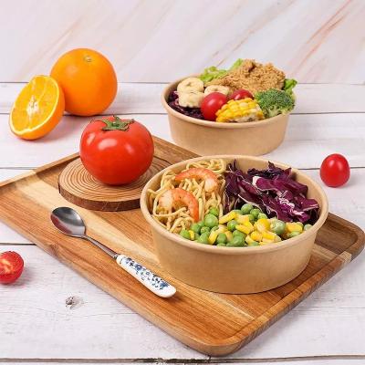 China Biodegradable Hot Sale Greaseproof Kraft Paper Bowl Soup Cup With Lid Take Away Food Paper Bowl for sale