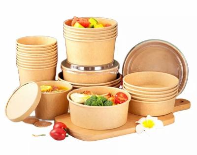 China Factory Direct Sales ANTI-STATIC Take Out Salad Box Cardboard Food Wrapping Paper Bowl Customized Food Bowl With Lid for sale