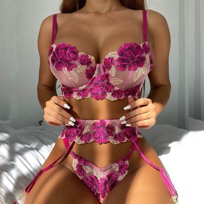 China Lingere Sexy Embroidery Lingerie Floral Lingerie Sets For Women Sexy Lingerie Set for sale