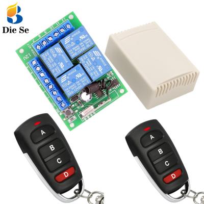 China LED Signal Light Switch DC 12V 4CH Relay Wireless Remote Control Receiver Module With Universal 4 Channel RF Remote 433 MHz Transmitter for sale