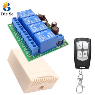 China DC12V 24V 4CH RF LED Signal Light Relay Receiver 433mhz Transmitter Remote Control Switch For Light Garage Remote Controller for sale