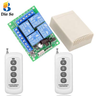 China Remote Control Switch DC 12V 4CH Relay Receiver Module RF Remote Control Electric Curtain\Water Pump\Fan\Lamp 4 Channel 433 MHz Transmitter for sale