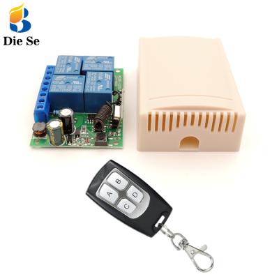 China LED Signal Light Switch 433MHz RF 4Channel AC 110V 220V Relay Wireless Remote Control Receiver 433 MHz Transmitter Receiver Module Key Fob for sale