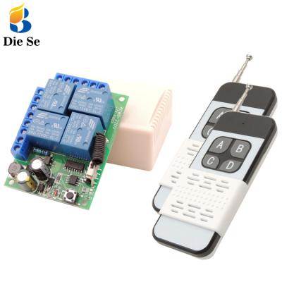 China 433Mhz LED RF Signal Light Transmitter and Receiver AC220V 4 Channel RF Module with Relay Remote Control Garage for sale