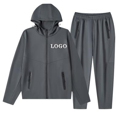 China Solid Color Terry Zipper Custom Anti-wrinkle Autumn And Winter Fleece Heavy Thick Section Hoodie And Sweatpants Set for sale