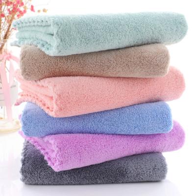 China Child-Proof factory direct sell stripe design microfiber coral fleece flannel hair and bath towel for sale