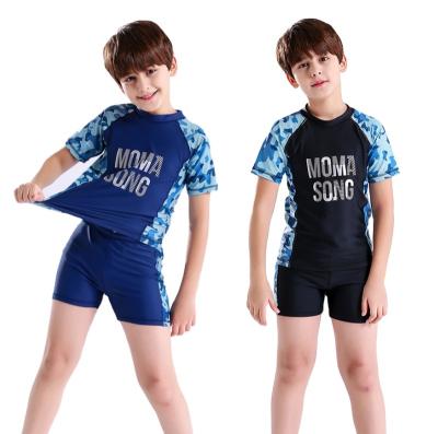 China Little and Big Boys' 2-Piece UPF 50+ Breathable Rashguard and Swimsuit Set for sale