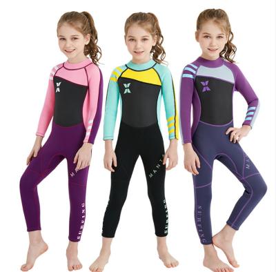 China Little Kids Antibacterial Girls Swimwear 2.5mm UV Protection Neoprene Keep Warm Wetsuit Long Sleeves Diving Suit Neoprene for sale