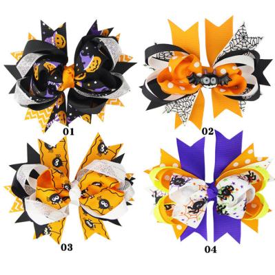 China Party Kid's Hair Accessories Halloween Bow Hairpin Dovetail Bow Clip Three-dimensional Multilayer Hair for sale