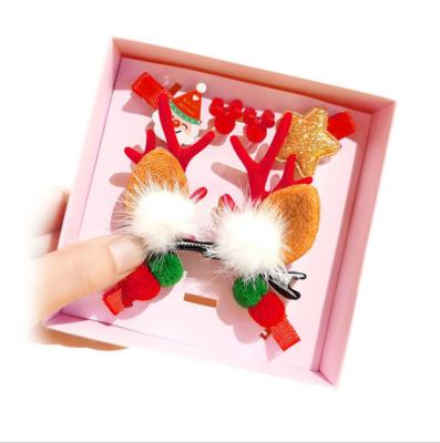 China Party Children Christmas Antlers Snowman Rope Elk Hairpin Gift Box Children Christmas Hair Accessories for sale