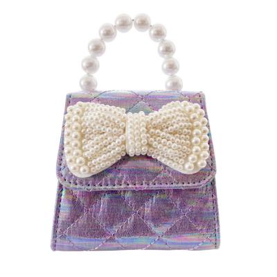 China High Quality Mini Kids Purses Baby Glitter Bow Handbags Toddler Cross Small - Body Bags for sale