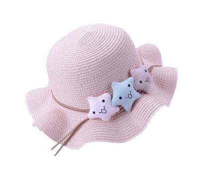 China Star On The Brim Vintage Straw Hat Summer Hats For Girls Kids Star Sun Hat Girls Panama Hat Baby Beach Hat Beige for sale