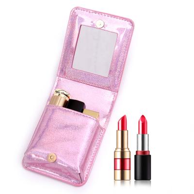 China Mini Fashion Portable Organizer Make Up Mirror Glitter Makeup Bag Lipstick Bag for sale