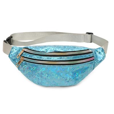 China Leather Water Proof Small Sling Bag Jelly Laser Woman Bag Fashion Sequin Waist Bag PU for sale