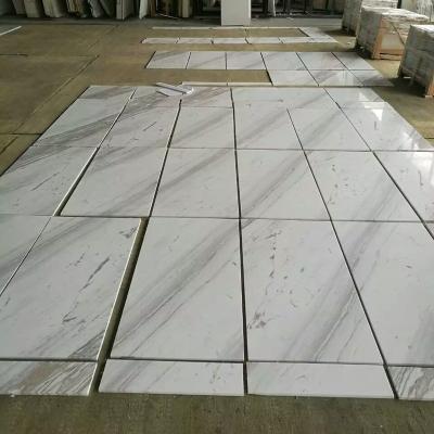 China Volakas Modern Polished White Marble Tiles for Floor and Wall Cladding with Gray Veins for sale