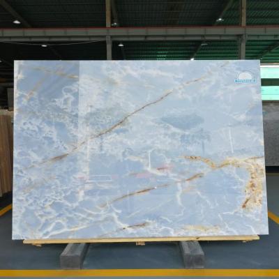 China Extensive ocean blue sky polish royal onyx marble for natural blue green aurora jade marmo slab wall stone tile in China SSSX price for sale