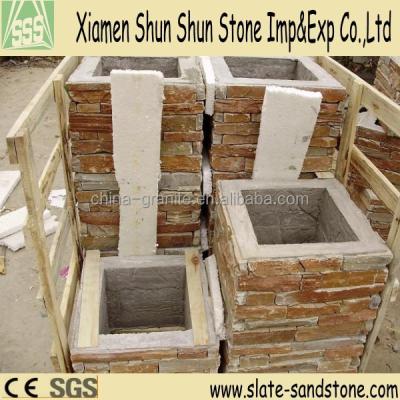 China For wall decoration natural wavy white cement slate wall tile ledgestone column with high quality for sale