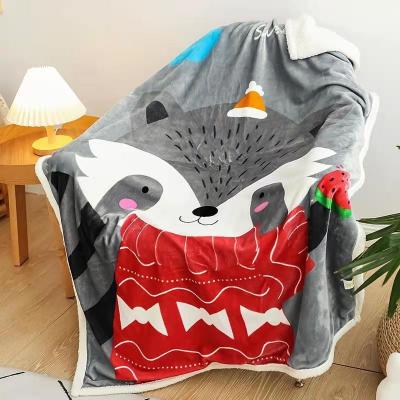 China Flannel Plush Baby WARM Muslin Wrap Blanket Throw Blanket With Print for sale