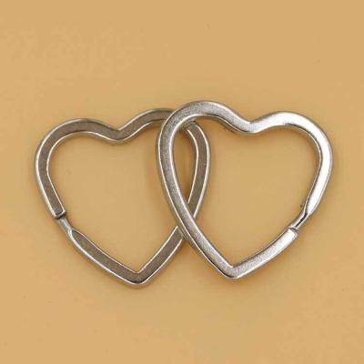 China Factory Supply Metal Heart Shape Flat Split Metal Key Chain Rings Stainless Steel Keychain for sale