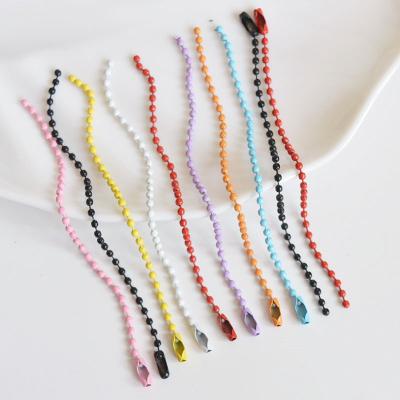 China Wholesale Simple Key Chain Accessories Color Paint Wave Bead Chain Spray Paint Iron Bead Chain Candy Color Hanging Chain for sale