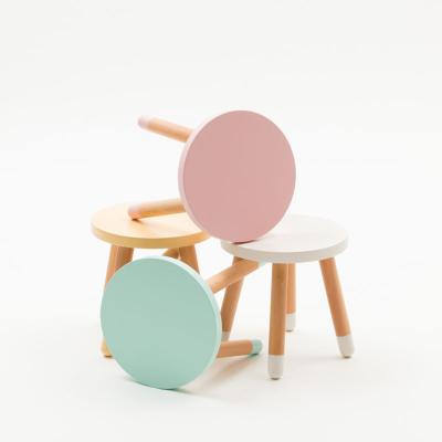 China Nordic Style Children's Room Candy Color Stool Simple Solid Wood Kindergarten Learning Chair for sale