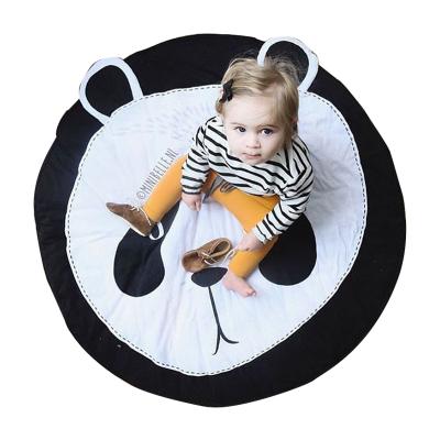 China Microfiber Cartoon Pure Cotton Children's Panda Crawling Mat Fox Play Mat Round Carpet Kids Room Decoration for sale