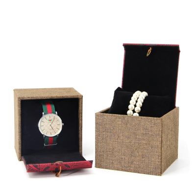 China Jewelry Packaging Latest Customized Canvas Watch Box is suitable for storage and packaging of bracelets, watches, jewelry for sale