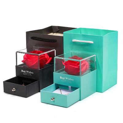 China Jewelry Display Valentine's Day Necklace Gift Box Rose Gift Box Necklace Lipstick Packing Case Stock for sale