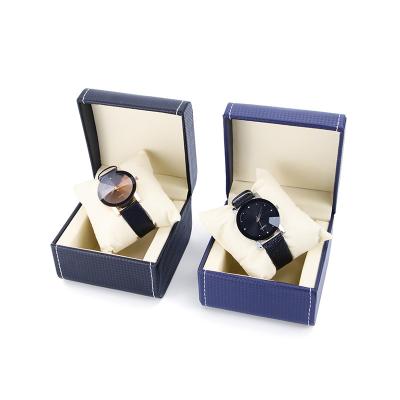 China High Security Best Selling Luxury PU Leather Watch Display Strap Storage Packaging Gift Box Black Blue Printing Logo for sale