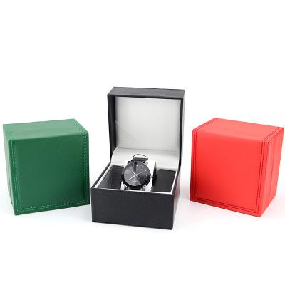 China Fashionable Leather Line Flip Watch Storage Display Jewelry Packaging Stain Lychee Pattern Watch Box PU Car Box for sale