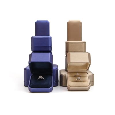 China Trendy Classic Octagonal Brushed Leather Ring Jewelry Box, Engagement Gift Necklace Pendant Jewelry Box for sale