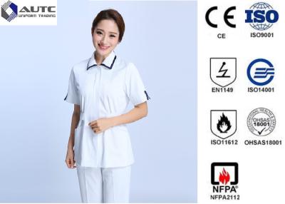 China Cotton Disposable Medical Clothing Round Neck Elastic Knitted Cuff Easy Cleaning Te koop