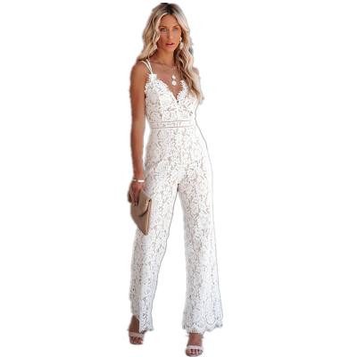 China One-Piece Bodycon Women V-Neck Strap Jumpsuit Lace Embroidery Game Costumes Night Party Club Wear Sexy QUICK DRY Sleeveless Rompers for sale