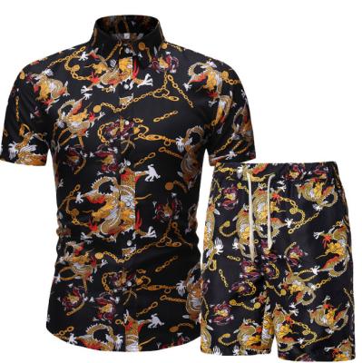 China Viable Mens Hawaiian Sets Printing 2022 Summer Shorts Sleeve Button Shirt Beach Shorts Streetwear Casual Men's Suit 2pcs S-5XL Plus Size for sale